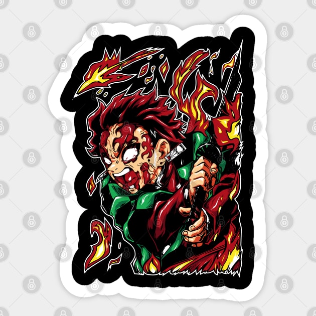 Tanjiro Sun Breathing Form - Kimetsu no Yaiba Sticker by Otaku Vibes